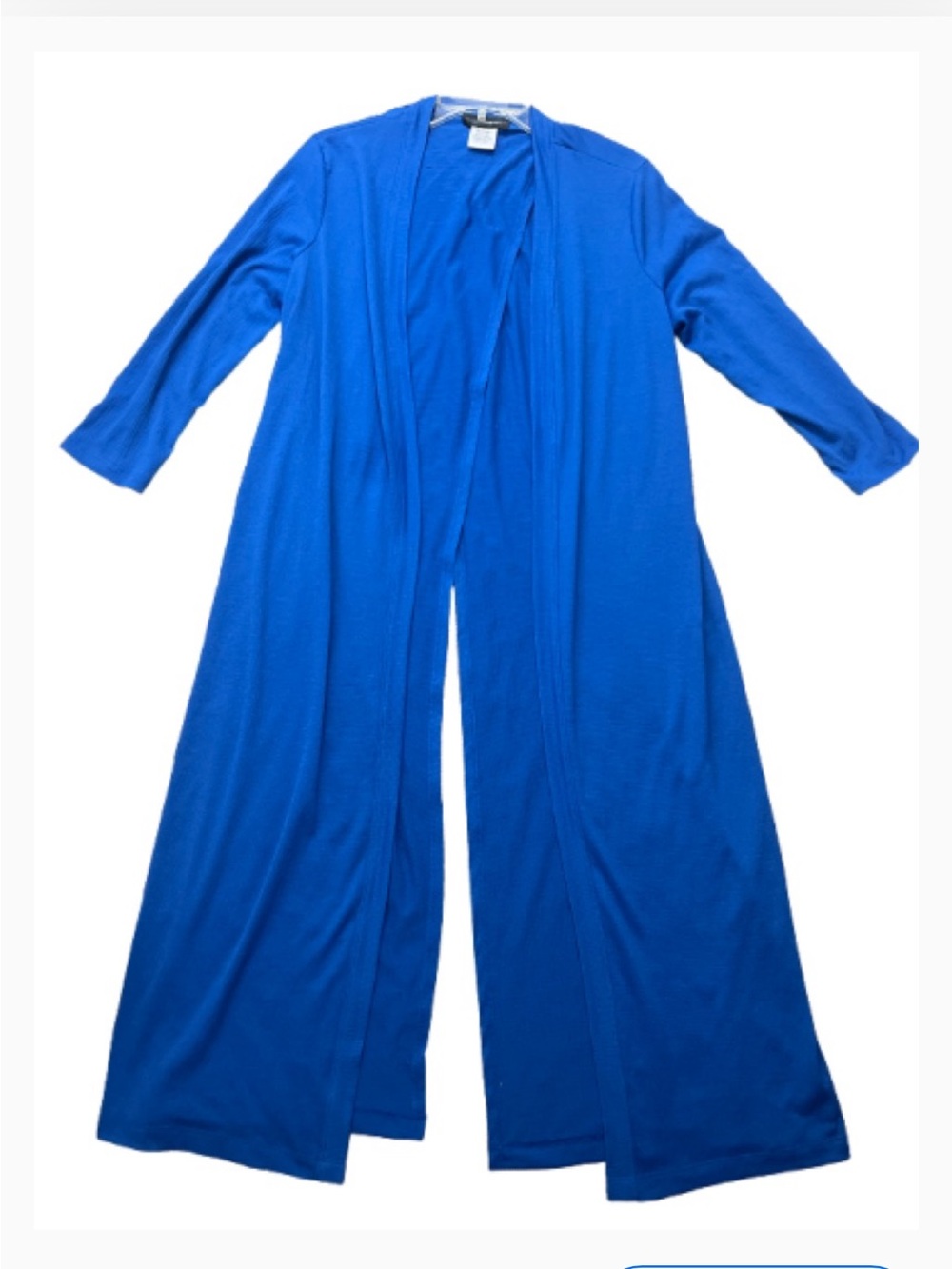 Travel‎ Elements  chic Long Open-Front Ribbed Duster Cardigan in Blue - Picture 2 of 6